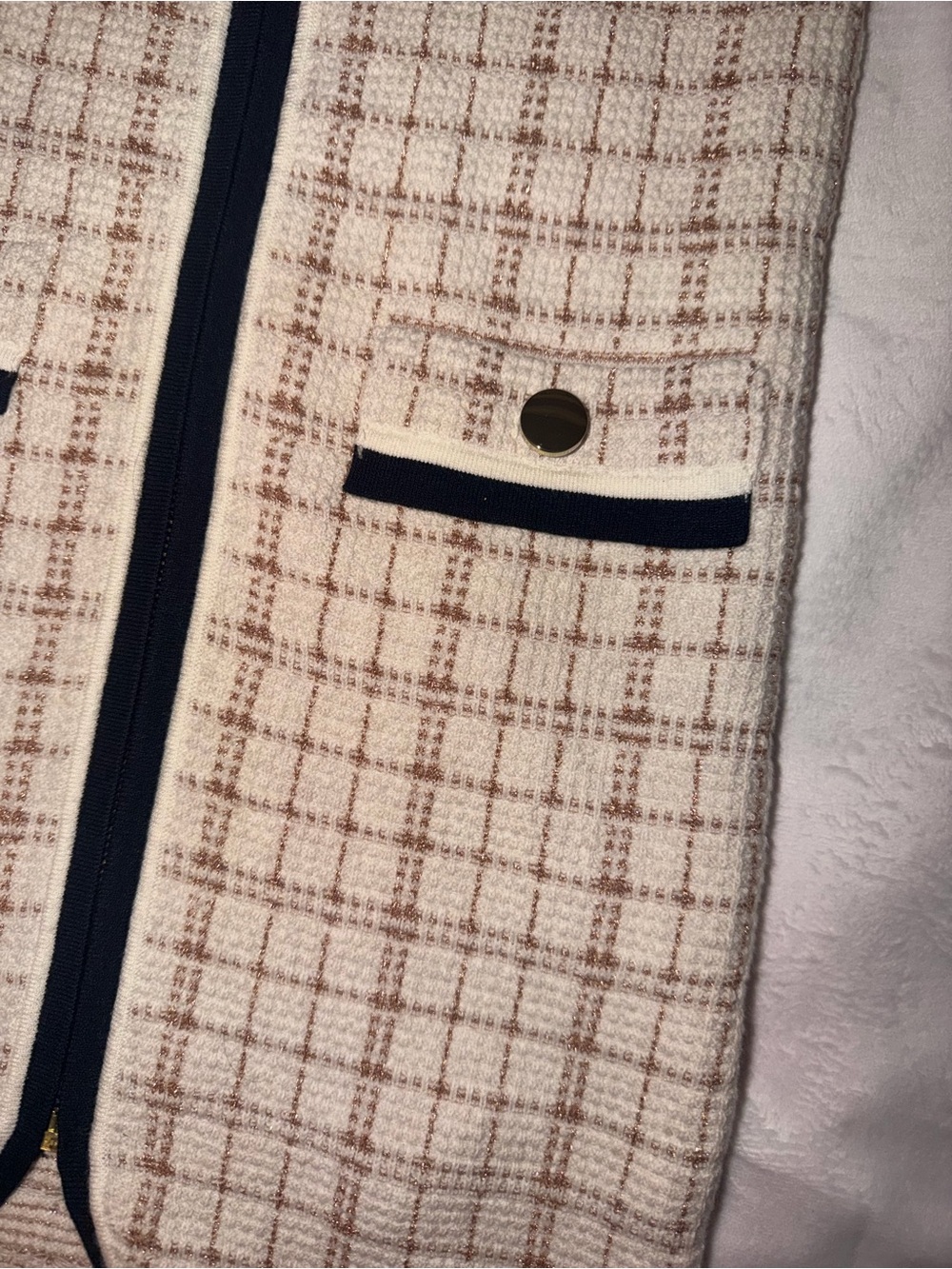 Reiss Cream & Black Trim Tweed Zip Pullover Dress. Only worn twice. - Picture 4 of 13